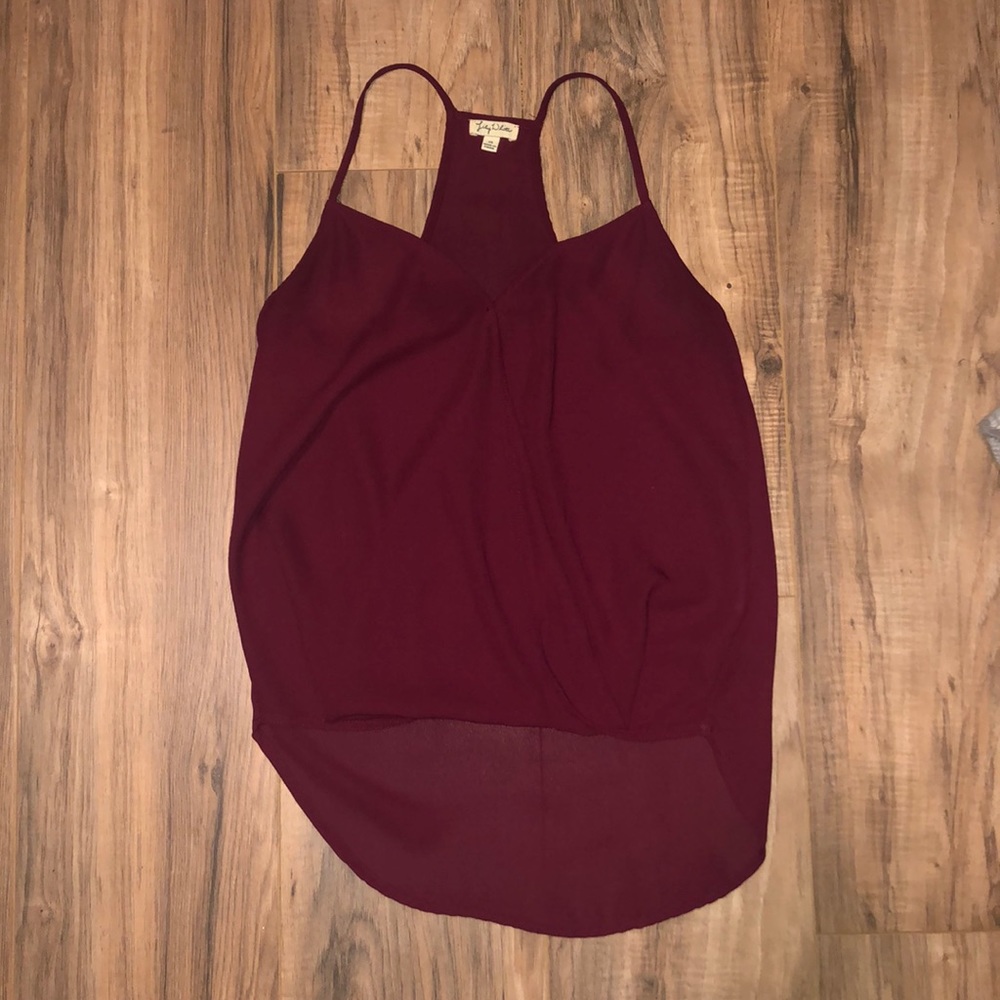 Lily white dark red dressy tank